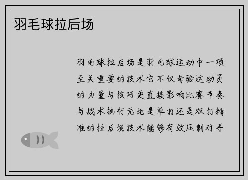 羽毛球拉后场